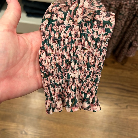 NWT Lulus Floral Forever Green and Pink Floral Print Smocked Skater Dress - Picture 8 of 10